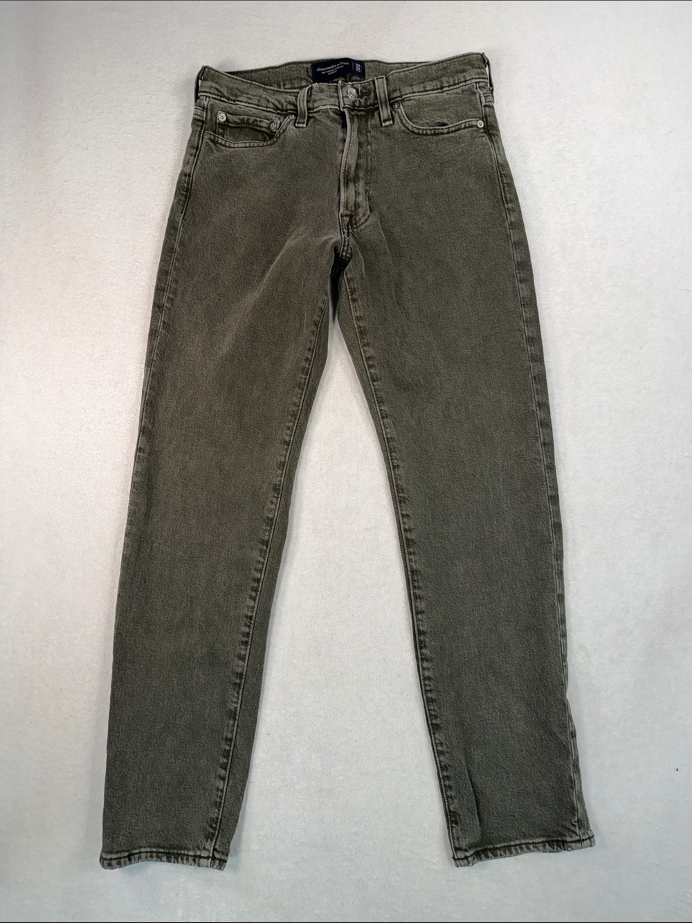 Abercrombie & Fitch A&F Vintage Stretch Straight Jeans, Army Green, Size 30x32